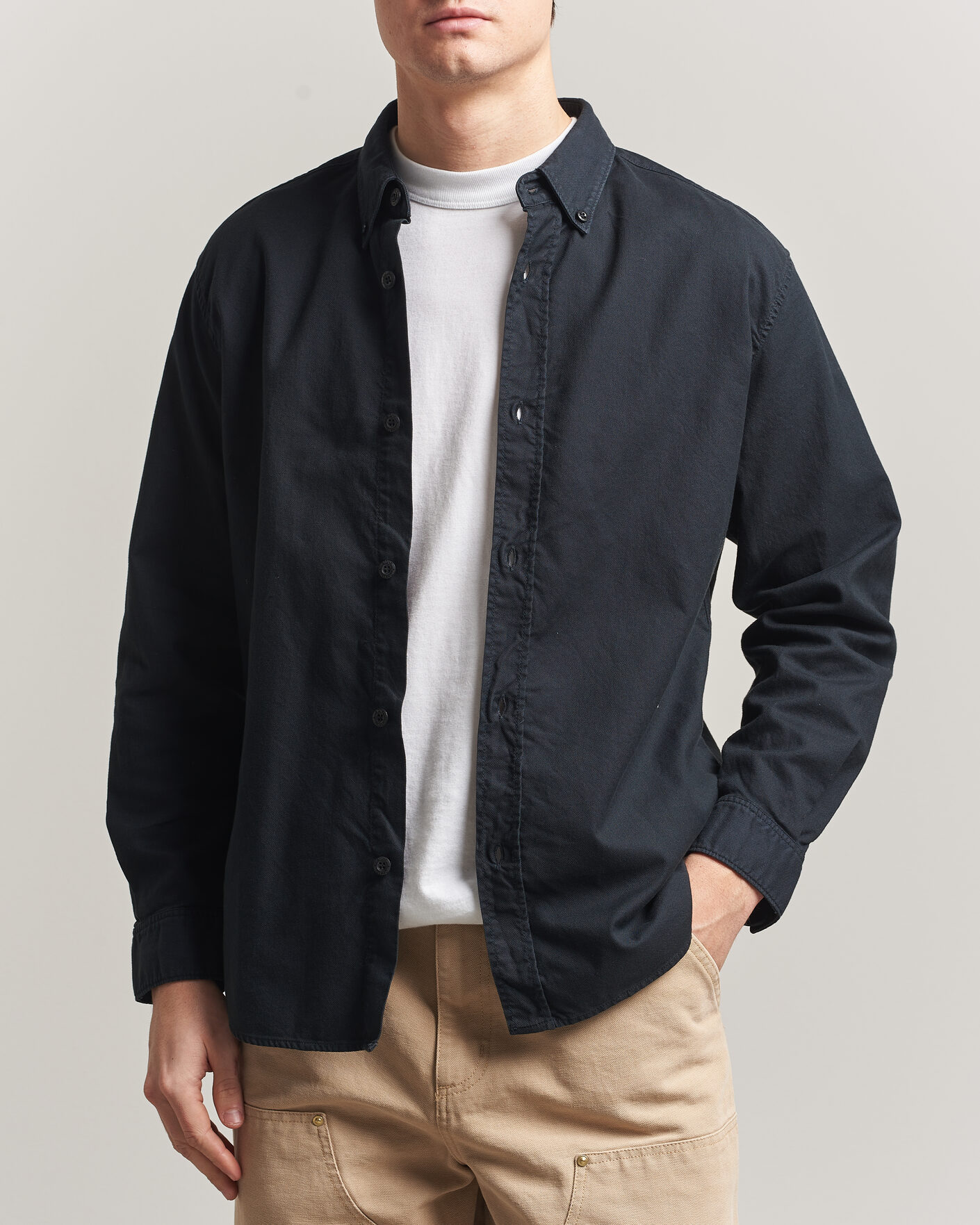 Uomini | Camicie | Stone Island | Organic Cotton Oxford Shirt Navy