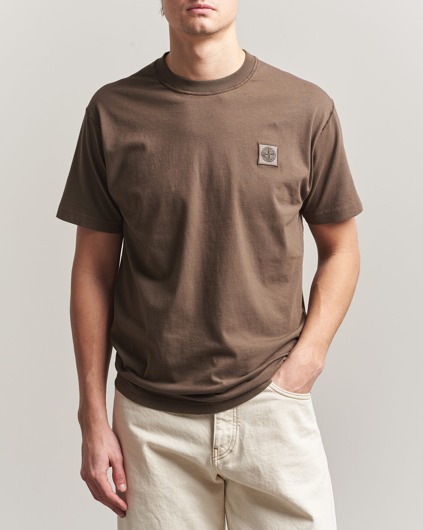 Uomini | T-shirt | Stone Island | Organic Cotton Fissato Effect T-Shirt Umber
