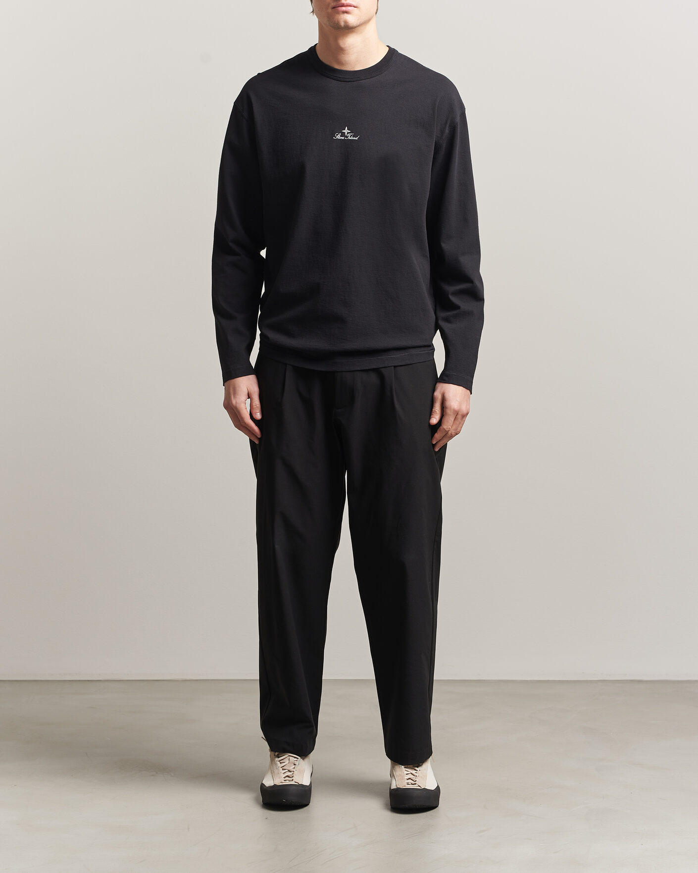 Uomini | T-shirt | Stone Island | Organic Cotton Jersey Long Sleeve Logo T-Shirt Black