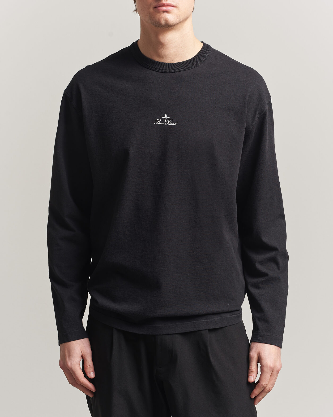 Uomini | T-shirt | Stone Island | Organic Cotton Jersey Long Sleeve Logo T-Shirt Black