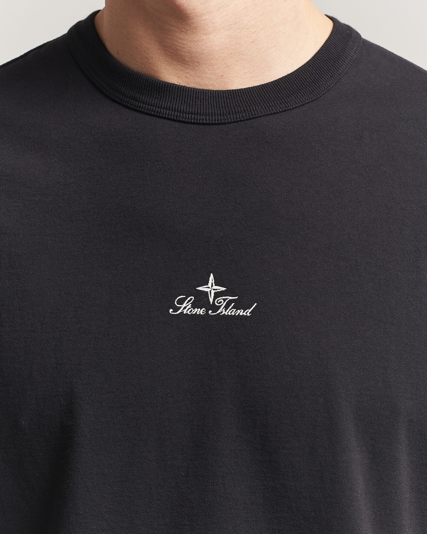 Uomini | T-shirt | Stone Island | Organic Cotton Jersey Long Sleeve Logo T-Shirt Black