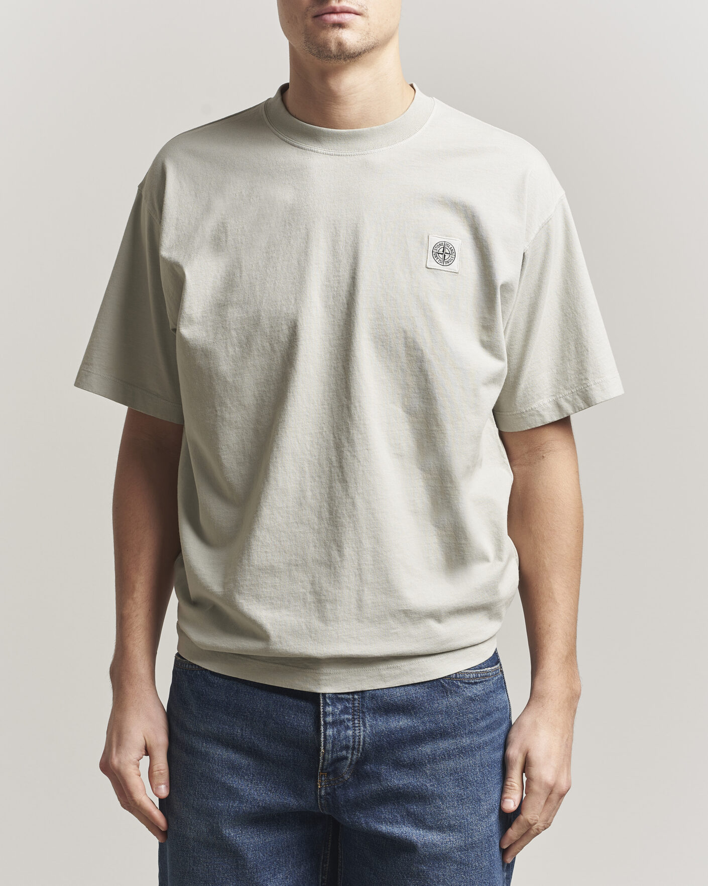 Uomini | T-shirt | Stone Island | Combed Organic Cotton T-Shirt Pearl Grey