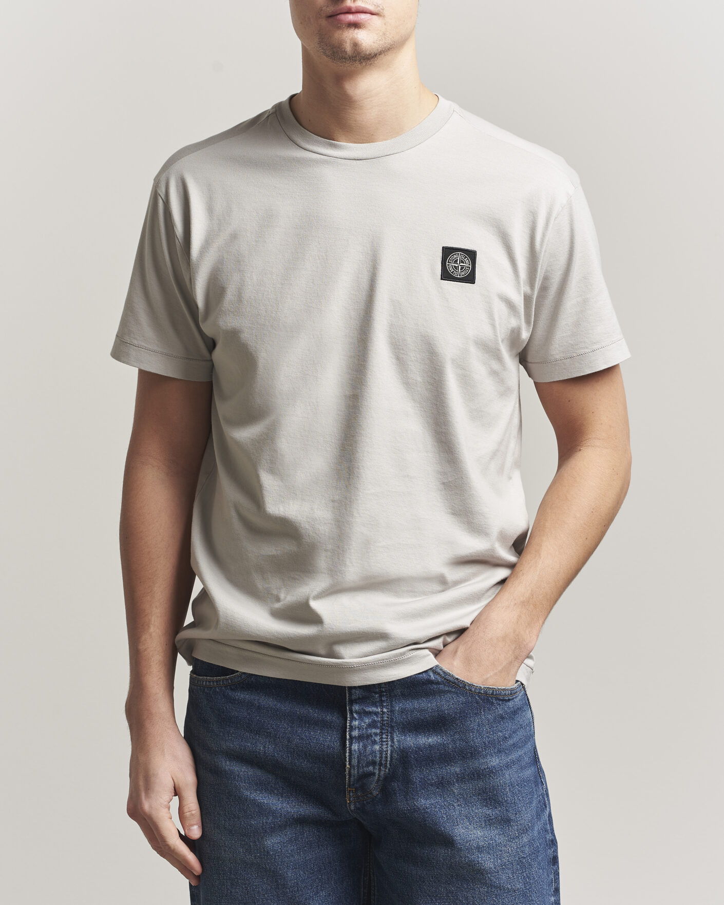 Uomini | T-shirt | Stone Island | Garment Dyed Cotton Jersey T-Shirt Pearl Grey