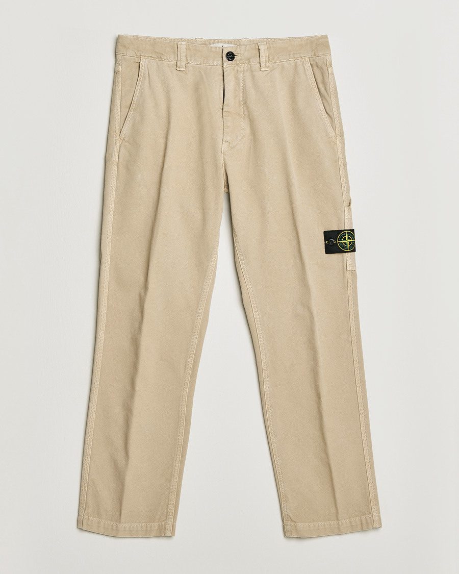 Uomini | Pantaloni | Stone Island | Organic Panama Cotton Trousers Desert