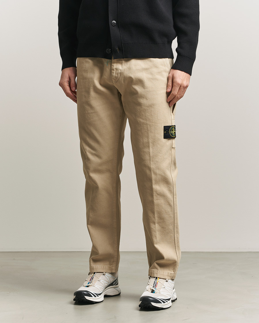 Uomini | Pantaloni | Stone Island | Organic Panama Cotton Trousers Desert