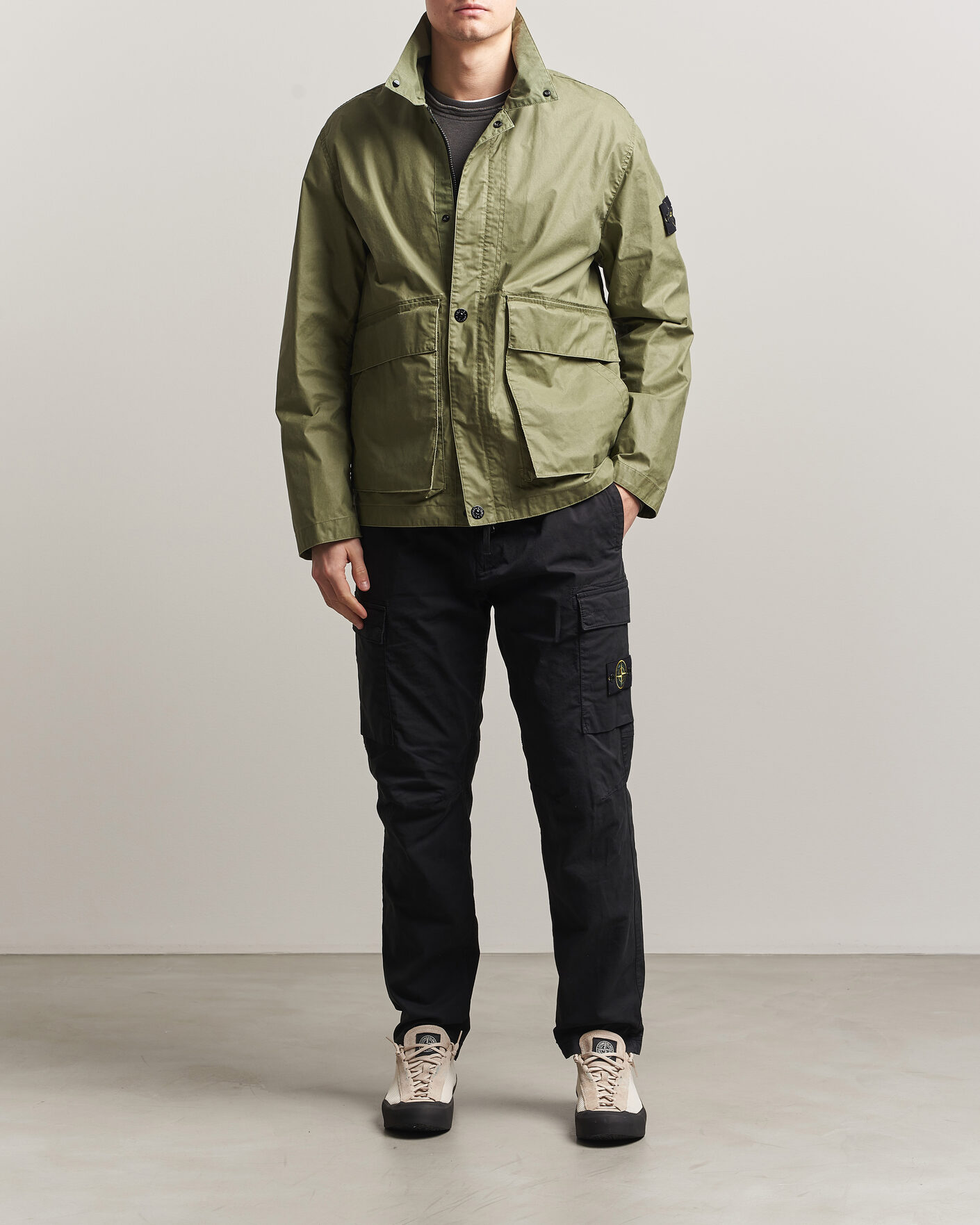 Uomini | Pantaloni | Stone Island | Stretch Cotton Twill Cargo Trousers Black