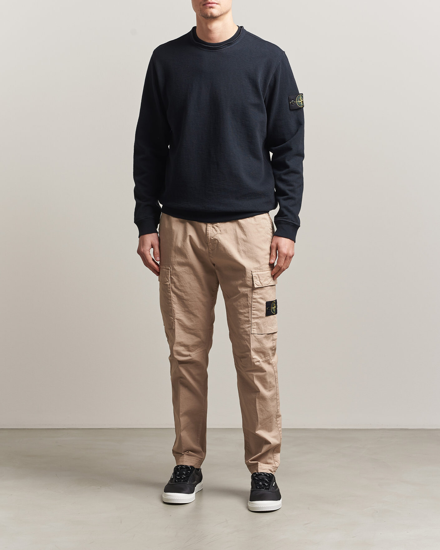 Uomini | Pantaloni | Stone Island | Stretch Cotton Twill Cargo Trousers Desert