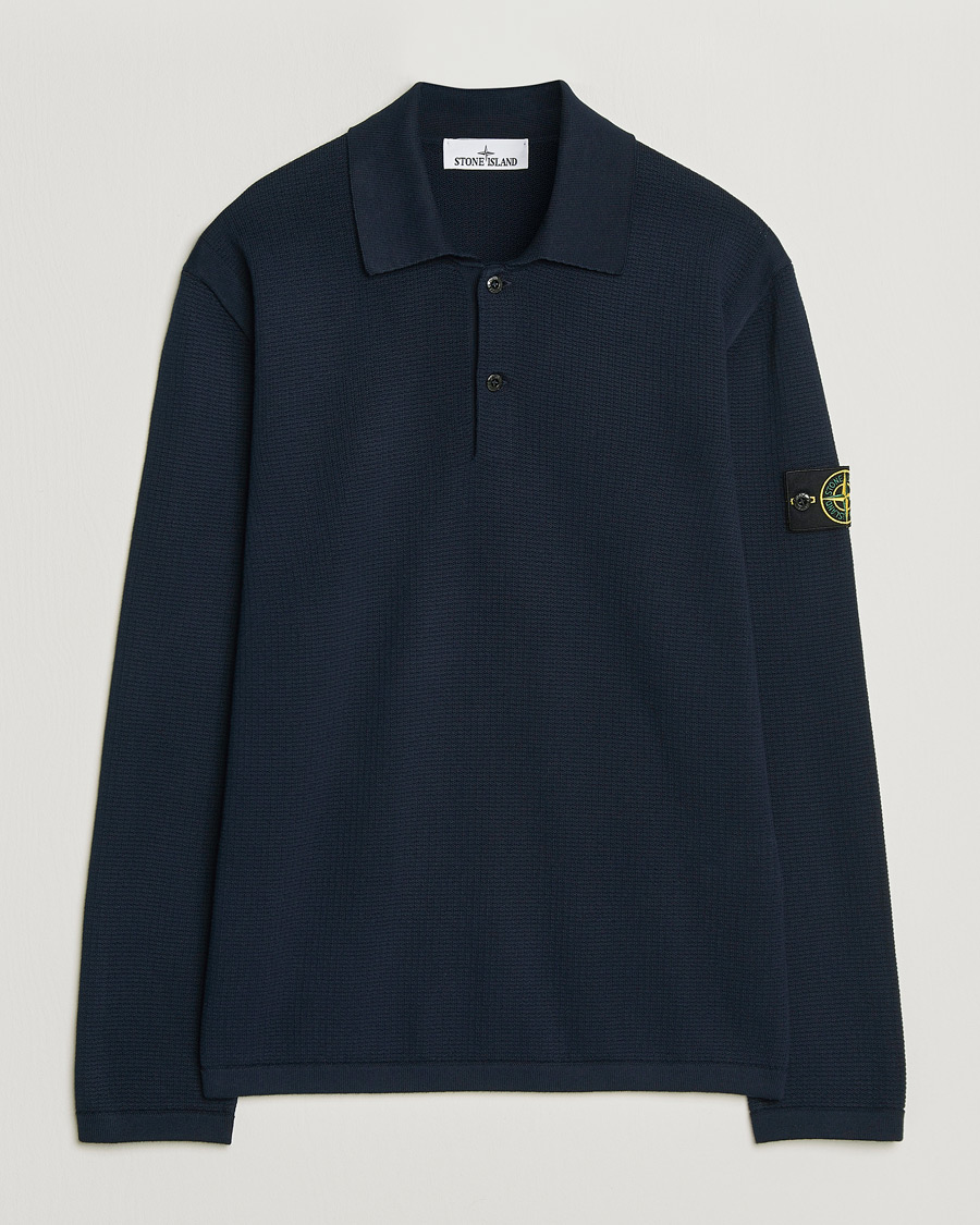 Uomini | Maglieria | Stone Island | Micro Stitch Knitted Cotton Polo Navy