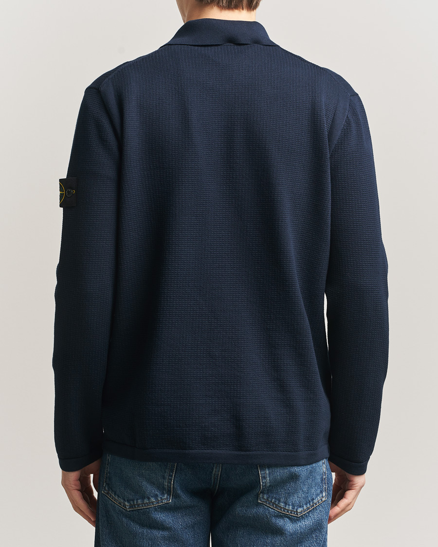 Uomini | Maglieria | Stone Island | Micro Stitch Knitted Cotton Polo Navy