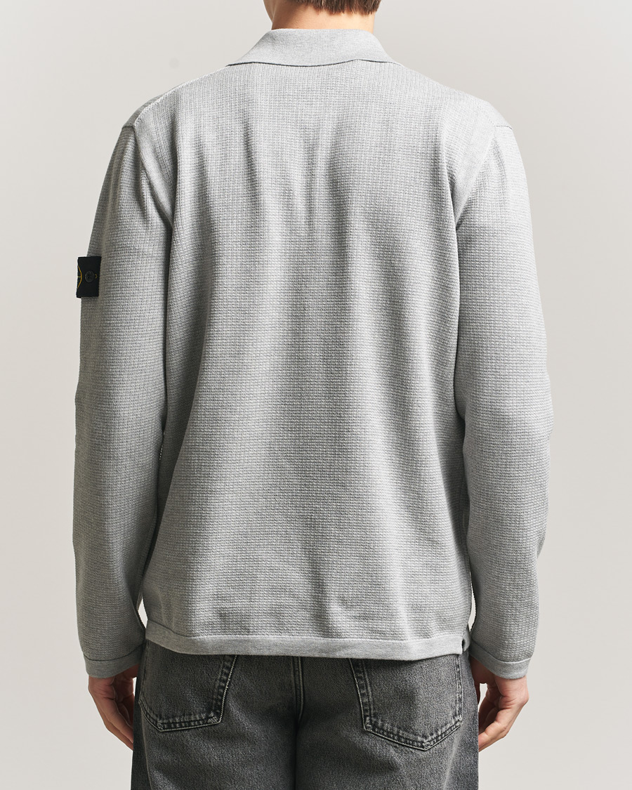 Uomini | Maglieria | Stone Island | Micro Stitch Knitted Cotton Polo Melange Pearl Grey