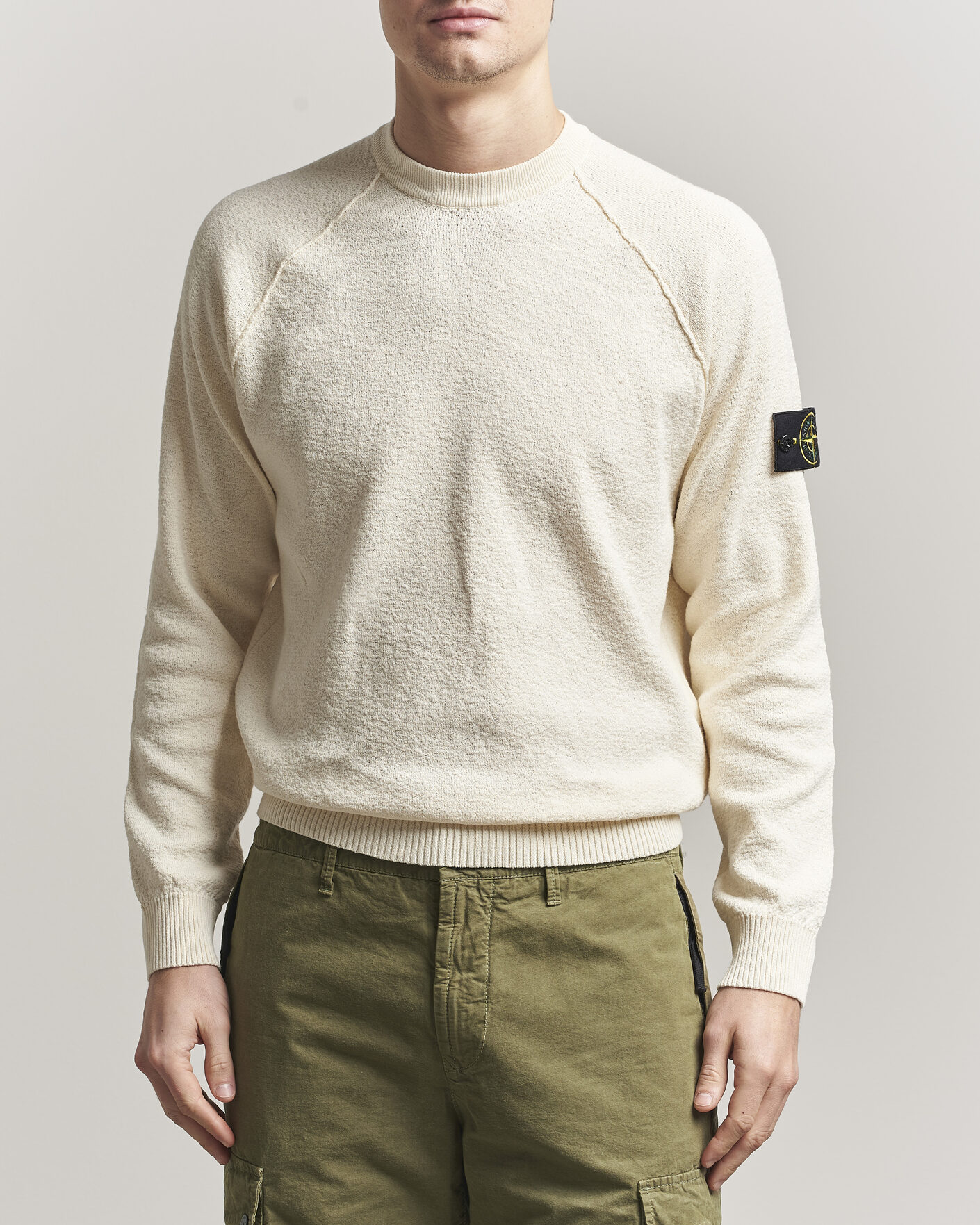 Uomini | Maglieria | Stone Island | Raw Hand Organic Cotton Crewneck Ivory