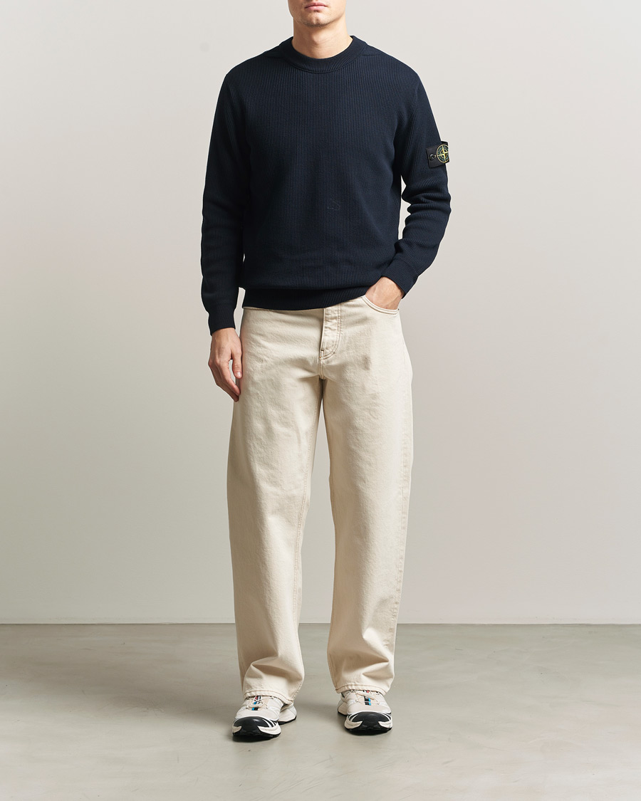Uomini | Maglieria | Stone Island | Ribbed Soft Organic Cotton Crewneck Navy