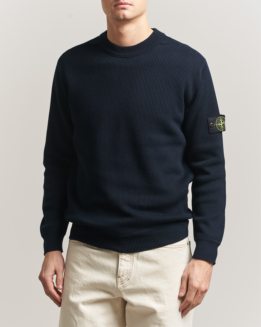 Uomini | Maglieria | Stone Island | Ribbed Soft Organic Cotton Crewneck Navy