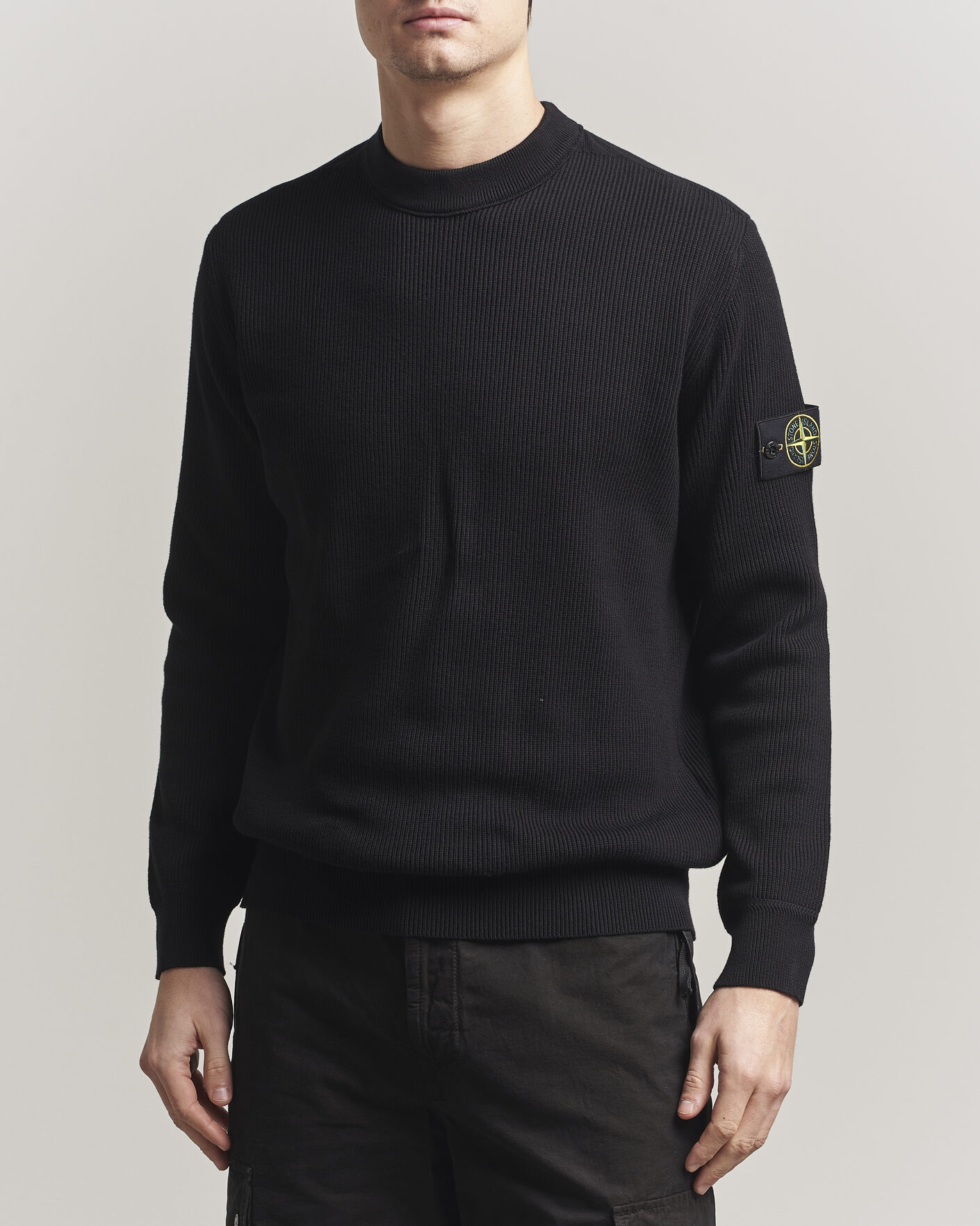Uomini | Maglieria | Stone Island | Ribbed Soft Organic Cotton Crewneck Black