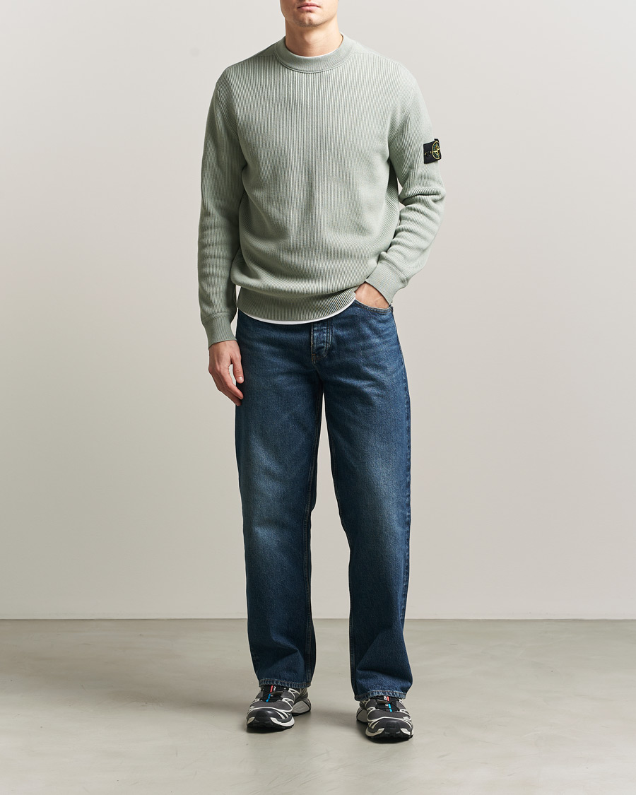 Uomini | Maglieria | Stone Island | Ribbed Soft Organic Cotton Crewneck Sage