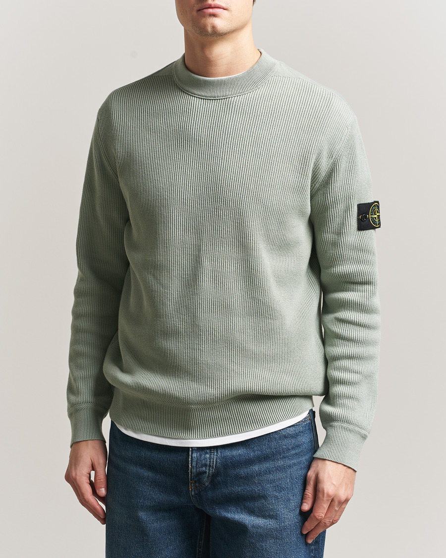 Uomini | Maglieria | Stone Island | Ribbed Soft Organic Cotton Crewneck Sage