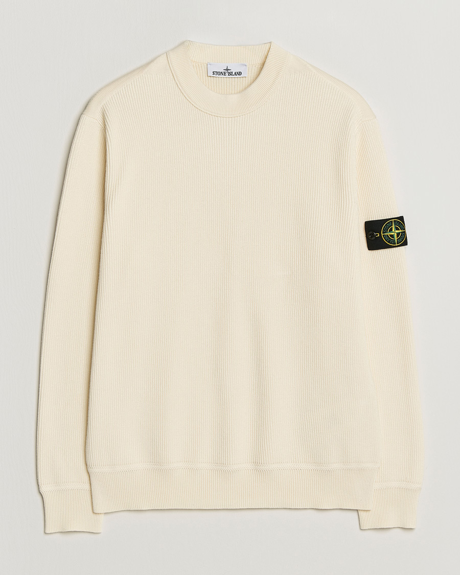Uomini | Maglieria | Stone Island | Ribbed Soft Organic Cotton Crewneck Ivory
