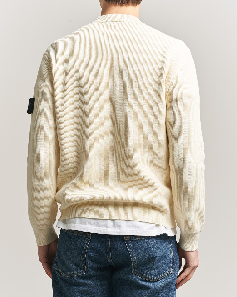 Uomini | Maglieria | Stone Island | Ribbed Soft Organic Cotton Crewneck Ivory