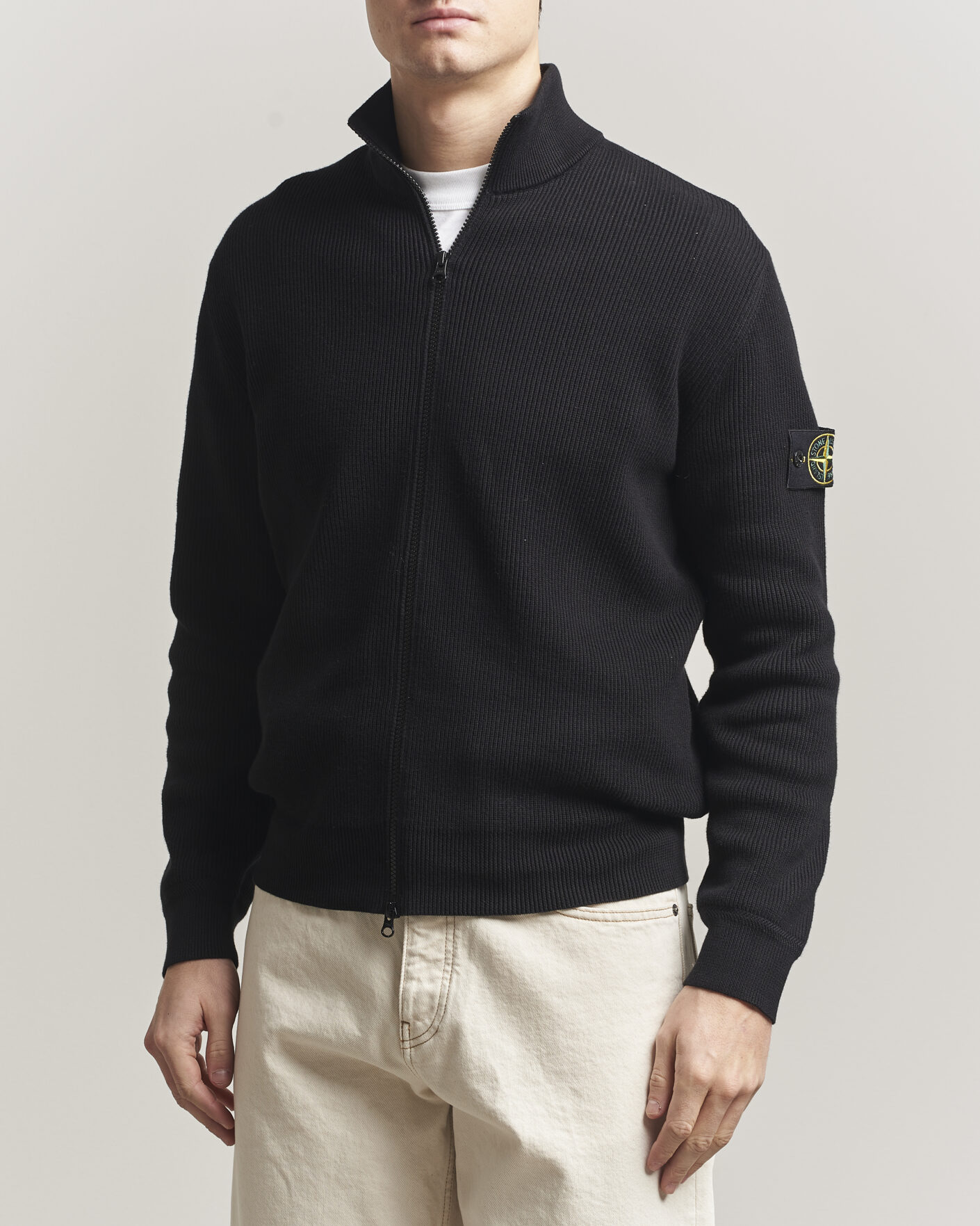 Uomini | Maglieria | Stone Island | Ribbed Soft Organic Cotton Full Zip Black