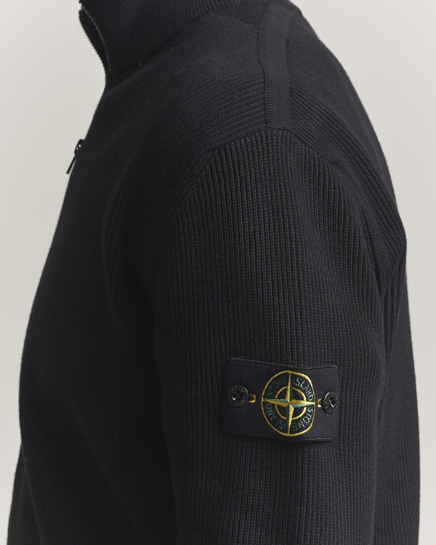 Uomini | Maglieria | Stone Island | Ribbed Soft Organic Cotton Full Zip Black