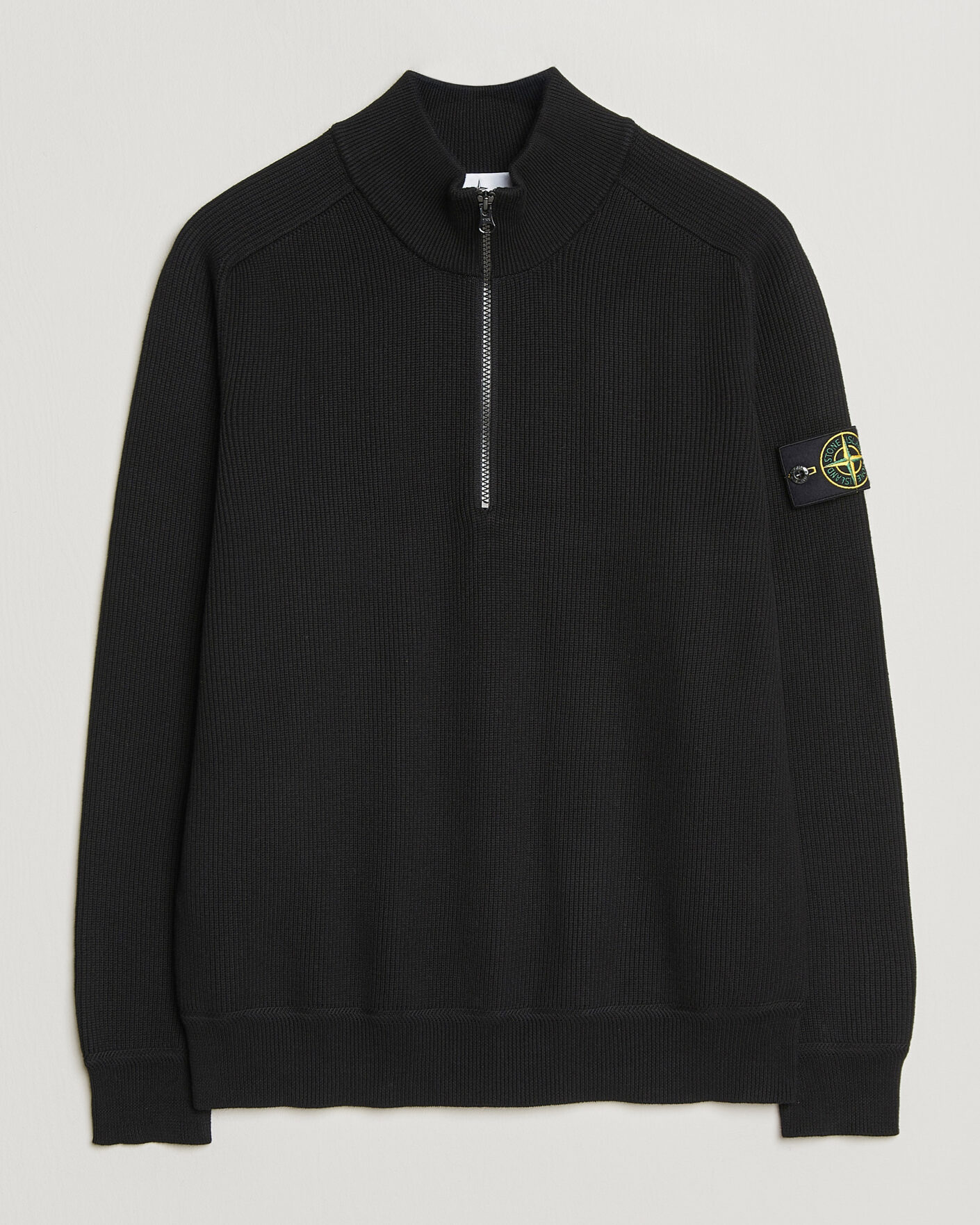 Uomini | Maglieria | Stone Island | Ribbed Soft Organic Cotton Half Zip Black