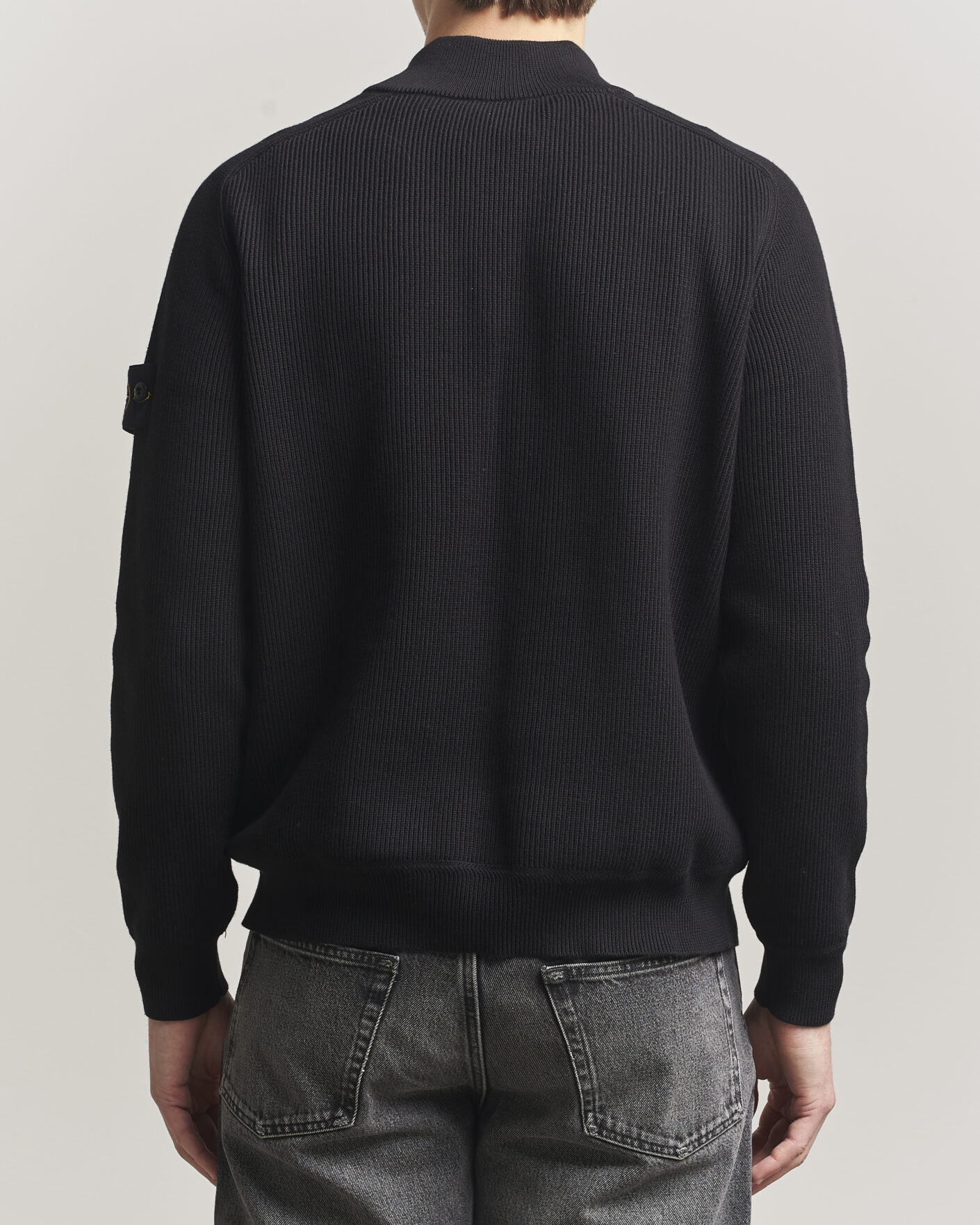Uomini | Maglieria | Stone Island | Ribbed Soft Organic Cotton Half Zip Black