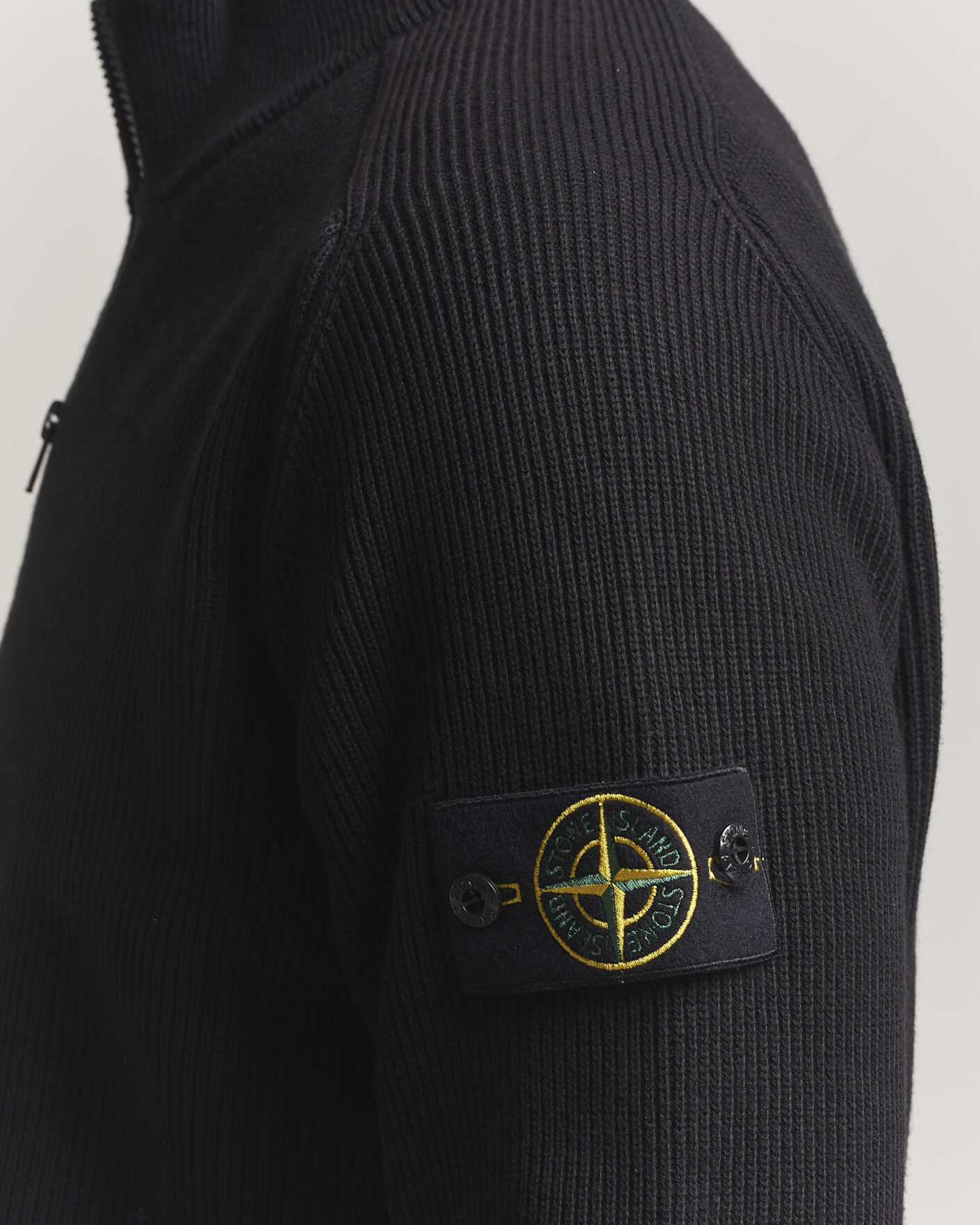 Uomini | Maglieria | Stone Island | Ribbed Soft Organic Cotton Half Zip Black
