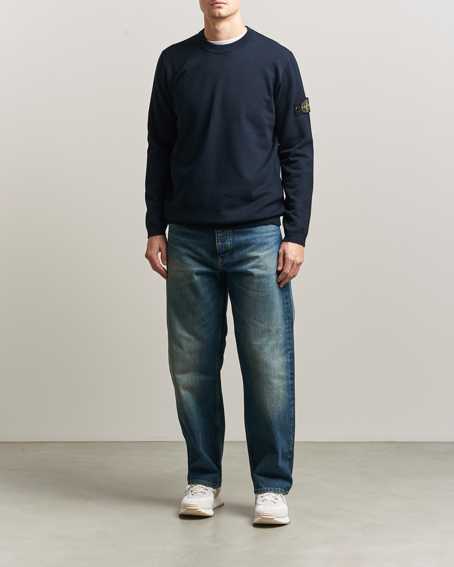Uomini | Maglieria | Stone Island | Micro Stitch Soft Organic Cotton Crewneck Navy