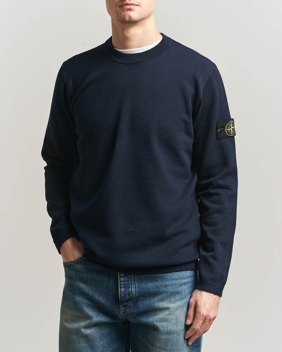 Uomini | Maglieria | Stone Island | Micro Stitch Soft Organic Cotton Crewneck Navy