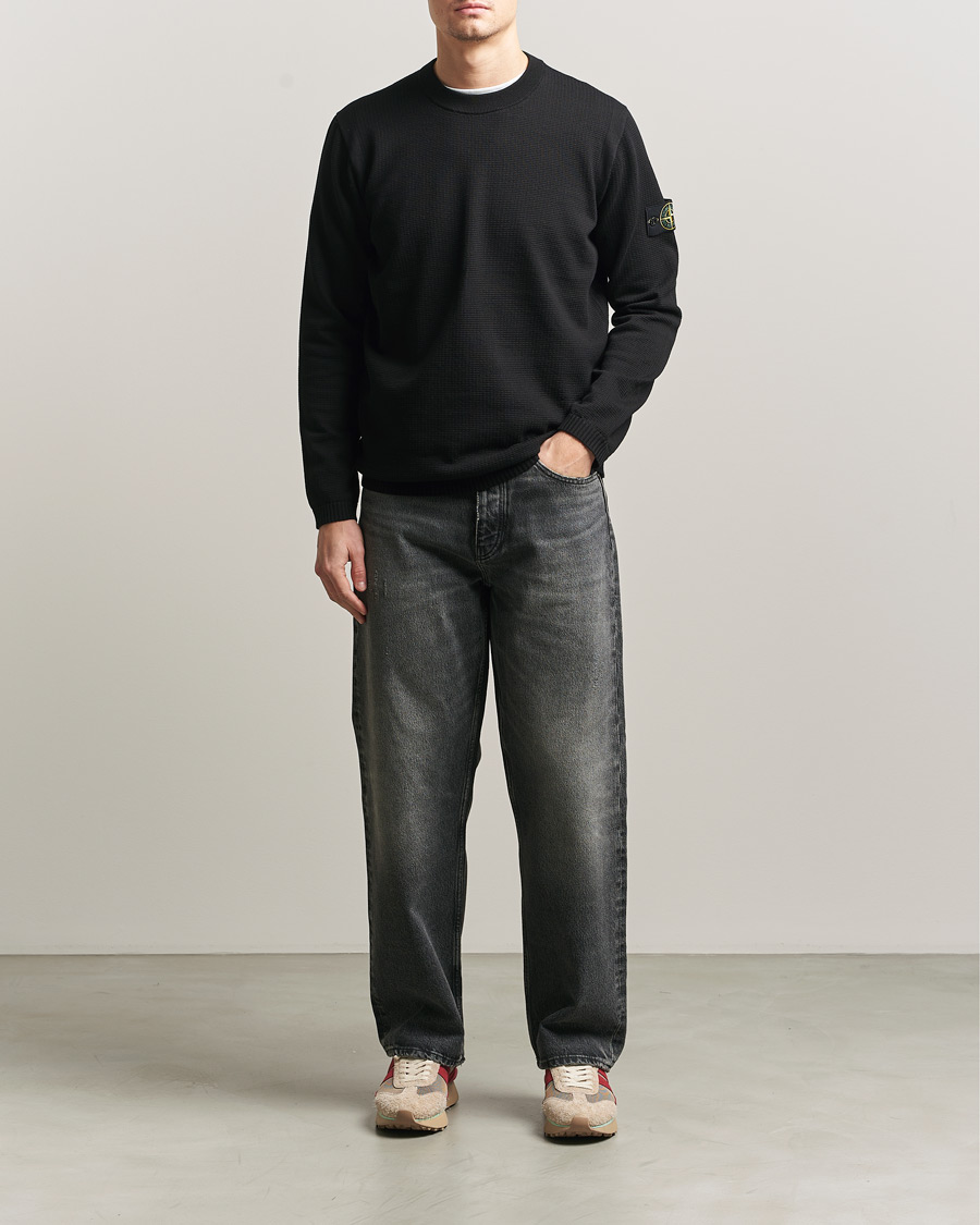 Uomini | Maglieria | Stone Island | Micro Stitch Soft Organic Cotton Crewneck Black