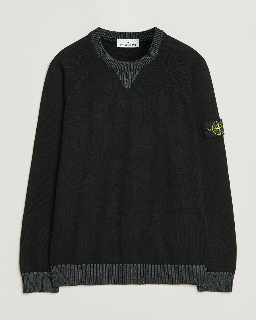 Uomini | Maglieria | Stone Island | Raw Hand Organic Cotton Raglan Crewneck Black