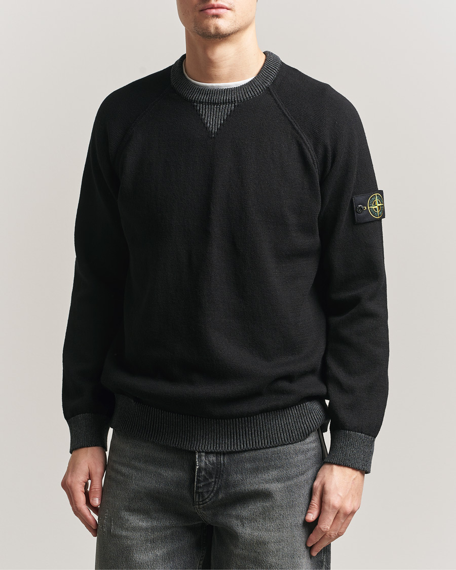 Uomini | Maglieria | Stone Island | Raw Hand Organic Cotton Raglan Crewneck Black