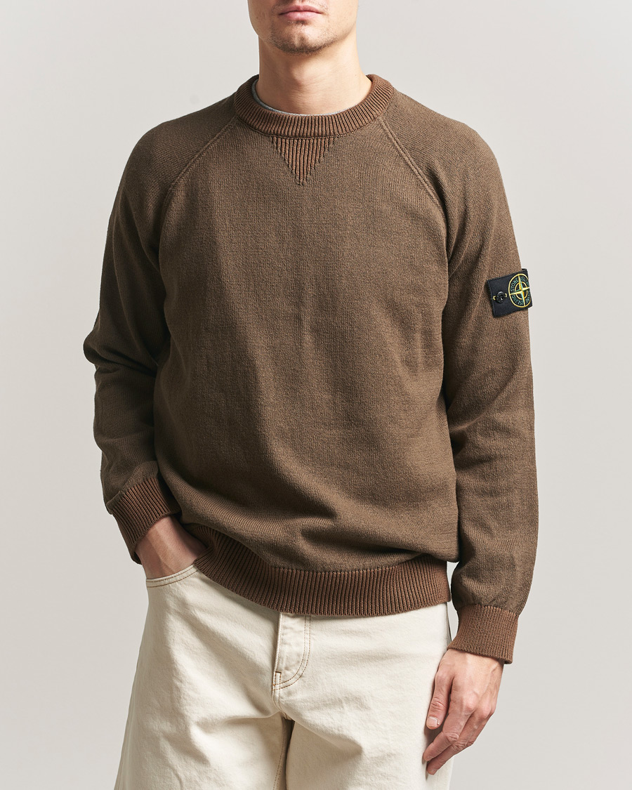 Uomini | Maglieria | Stone Island | Raw Hand Organic Cotton Raglan Crewneck Umber