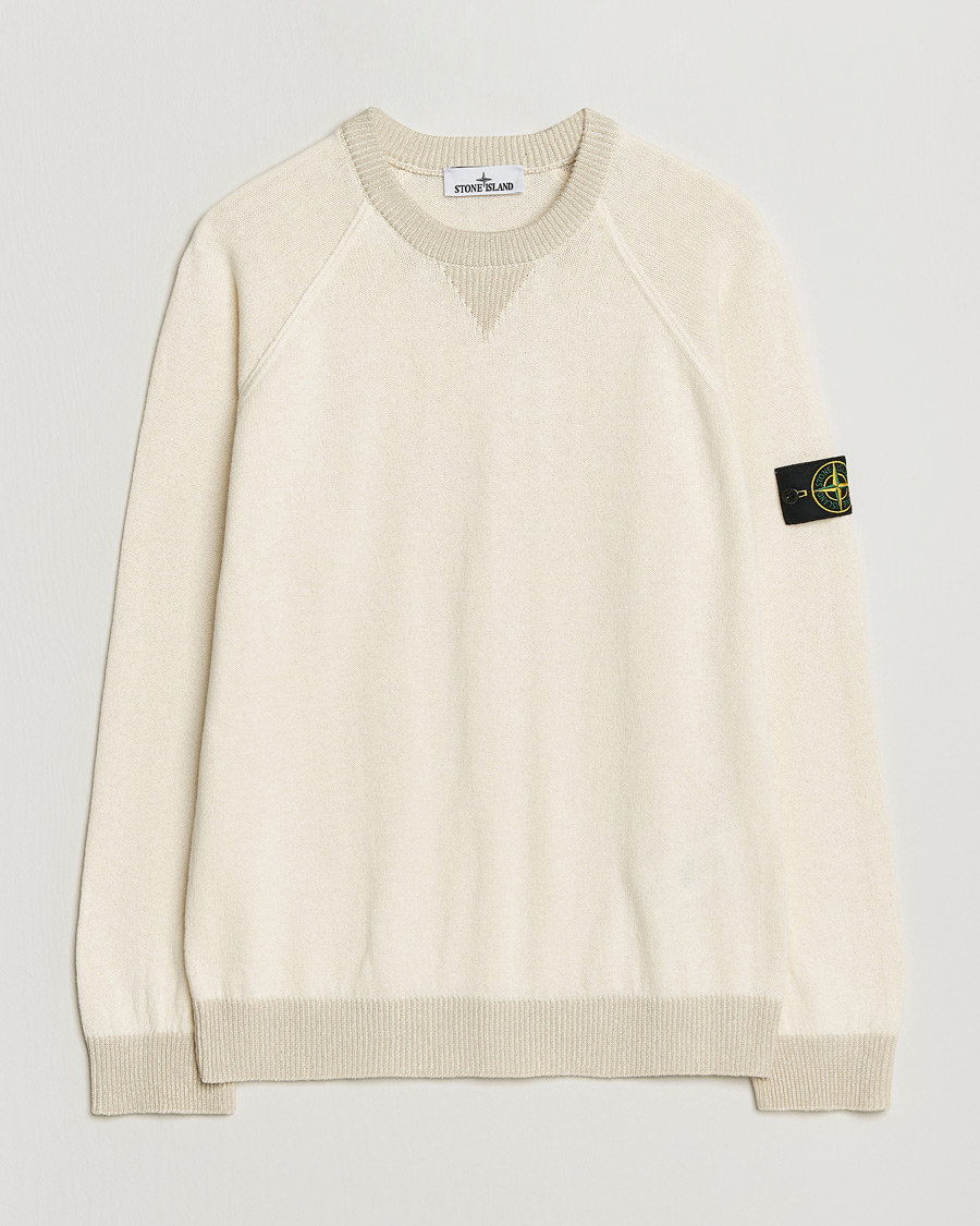 Uomini | Maglieria | Stone Island | Raw Hand Organic Cotton Raglan Crewneck Ivory