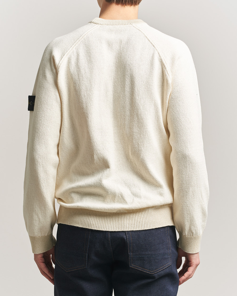 Uomini | Maglieria | Stone Island | Raw Hand Organic Cotton Raglan Crewneck Ivory