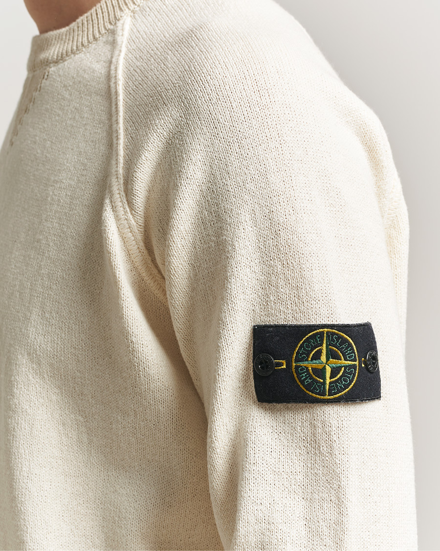 Uomini | Maglieria | Stone Island | Raw Hand Organic Cotton Raglan Crewneck Ivory