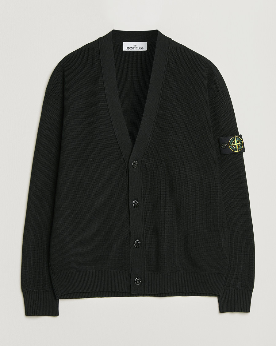 Uomini | Maglieria | Stone Island | Ribbed Soft Organic Cotton Cardigan Black