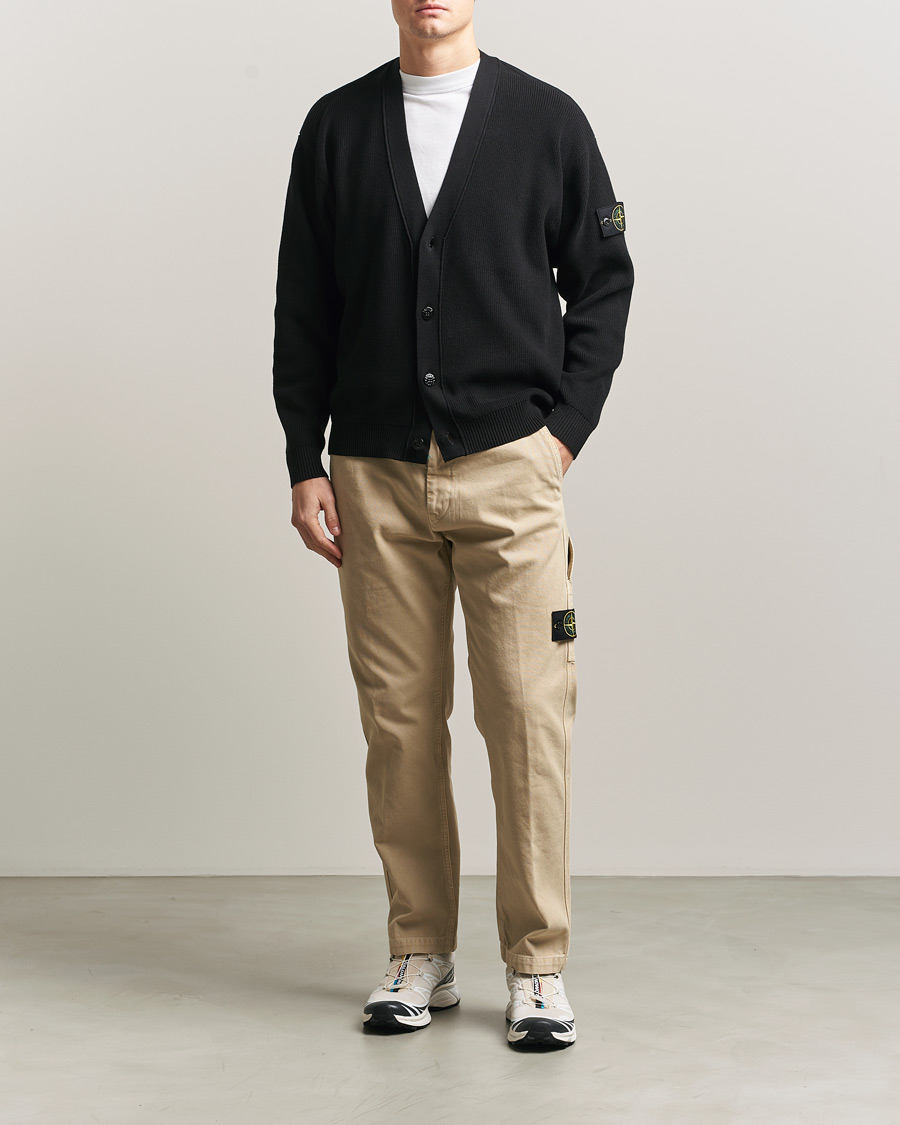 Uomini | Maglieria | Stone Island | Ribbed Soft Organic Cotton Cardigan Black