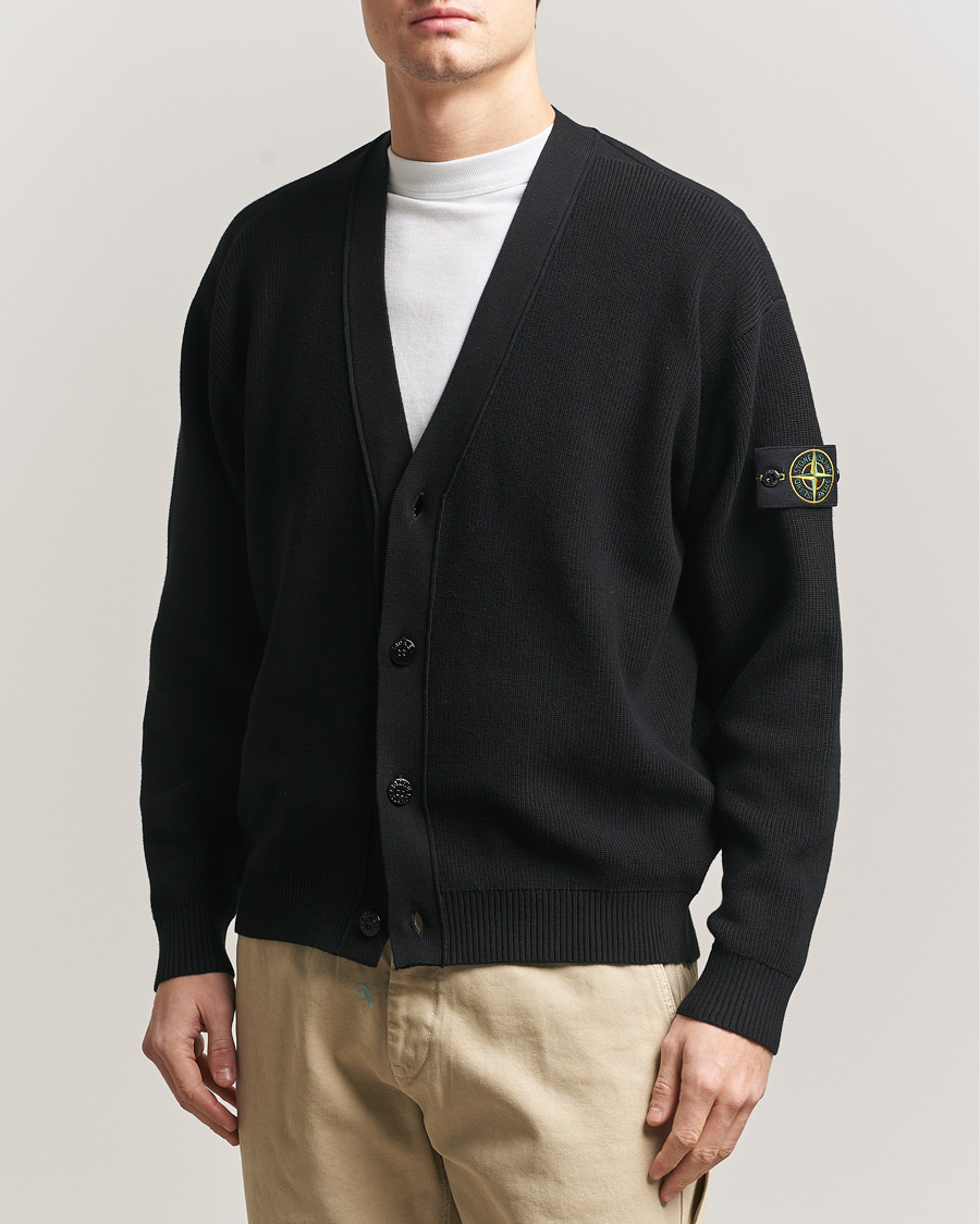 Uomini | Maglieria | Stone Island | Ribbed Soft Organic Cotton Cardigan Black