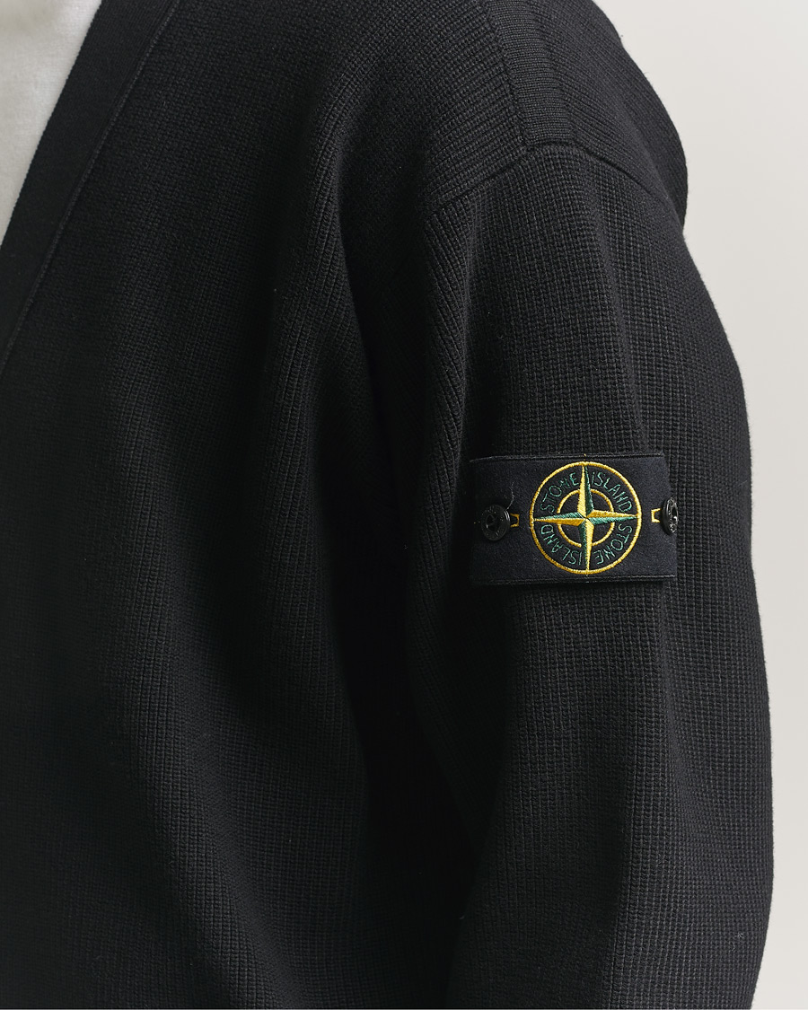 Uomini | Maglieria | Stone Island | Ribbed Soft Organic Cotton Cardigan Black