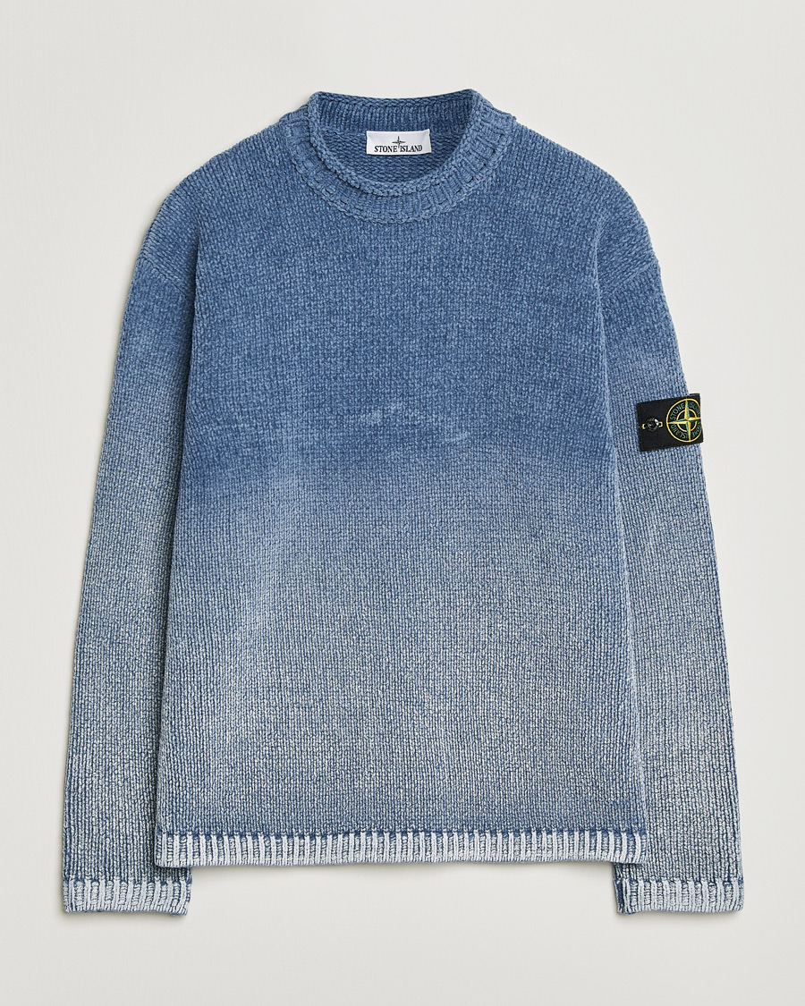 Uomini | Maglieria | Stone Island | Cotton Chenille Degrade Print Crewneck Dark Blue