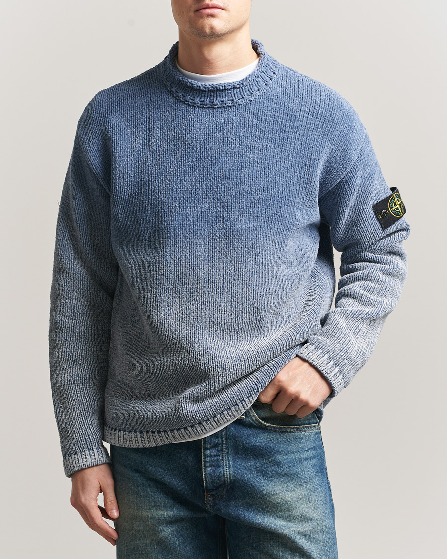 Uomini | Maglieria | Stone Island | Cotton Chenille Degrade Print Crewneck Dark Blue