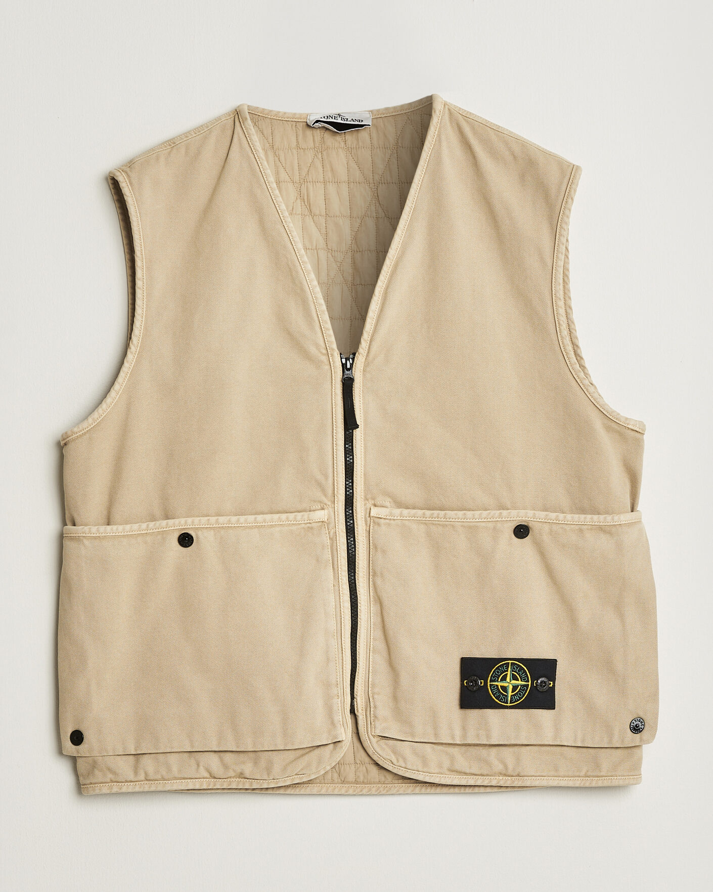 Uomini | Gilet | Stone Island | Organic Panama Cotton Padded Vest Desert