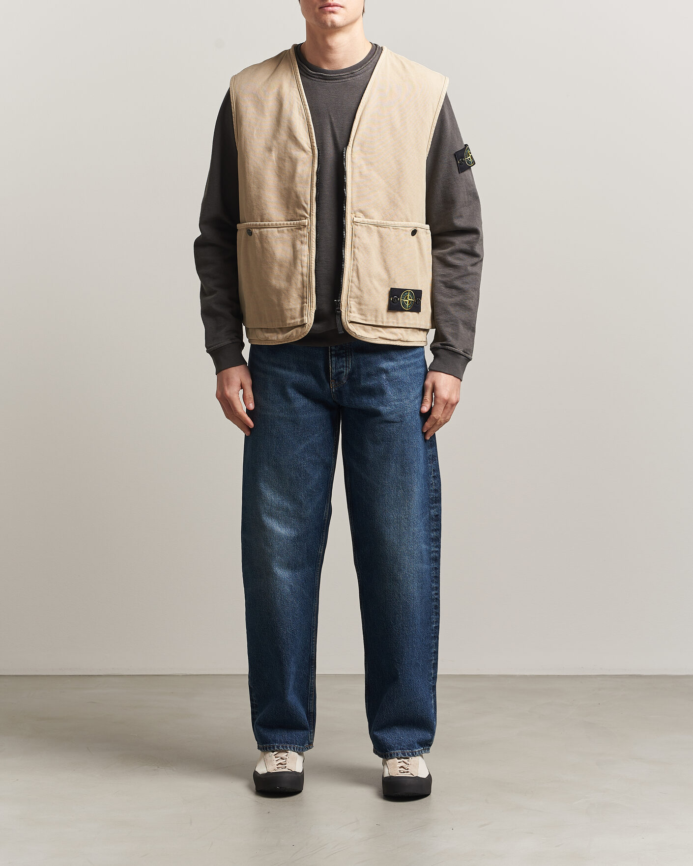 Uomini | Gilet | Stone Island | Organic Panama Cotton Padded Vest Desert