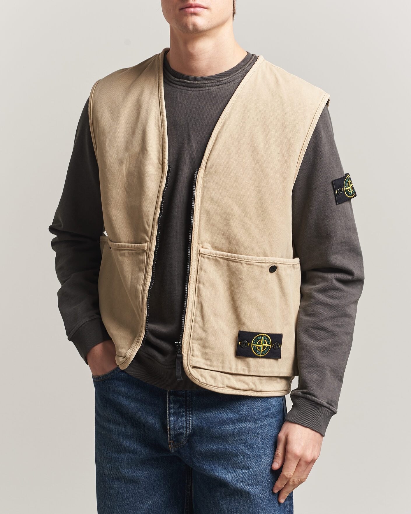 Uomini | Gilet | Stone Island | Organic Panama Cotton Padded Vest Desert