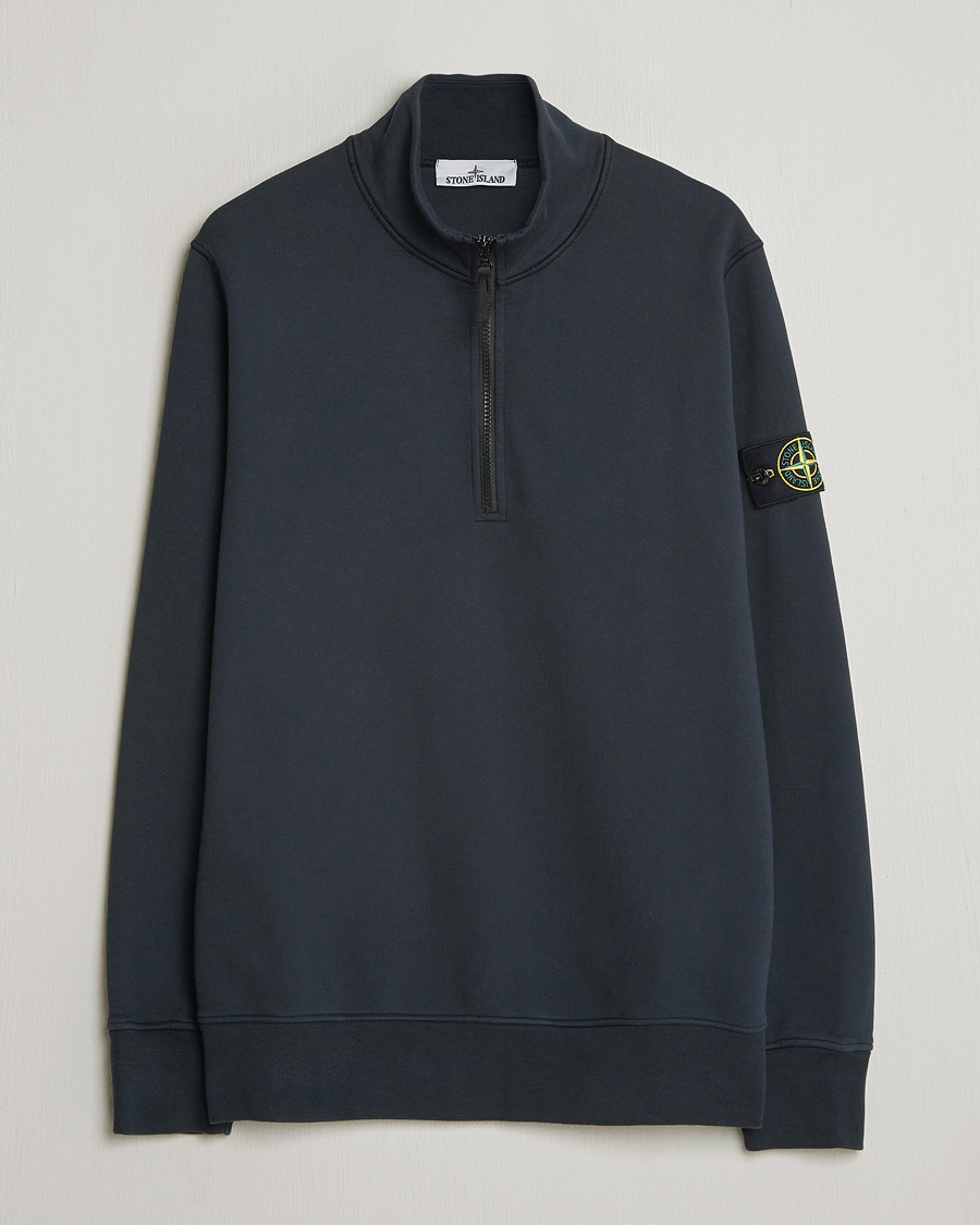 Uomini | Maglieria | Stone Island | Garment Dyed Fleece Half Zip Navy