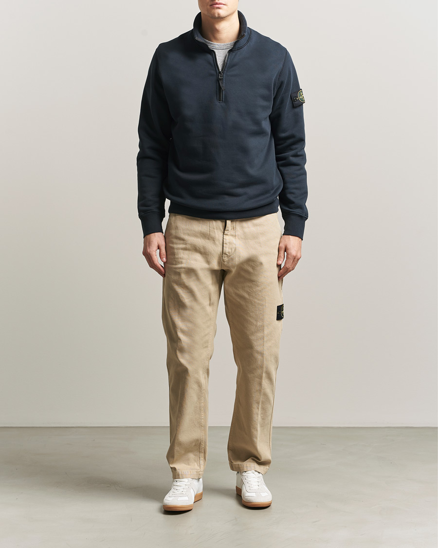 Uomini | Maglieria | Stone Island | Garment Dyed Fleece Half Zip Navy