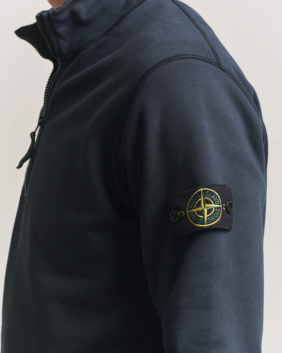 Uomini | Maglieria | Stone Island | Garment Dyed Fleece Half Zip Navy