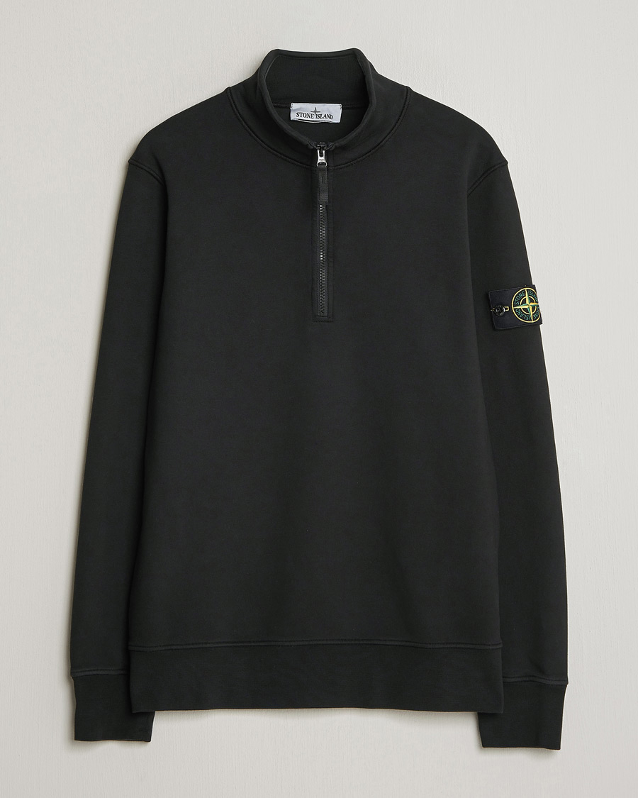 Uomini | Maglieria | Stone Island | Garment Dyed Fleece Half Zip Black