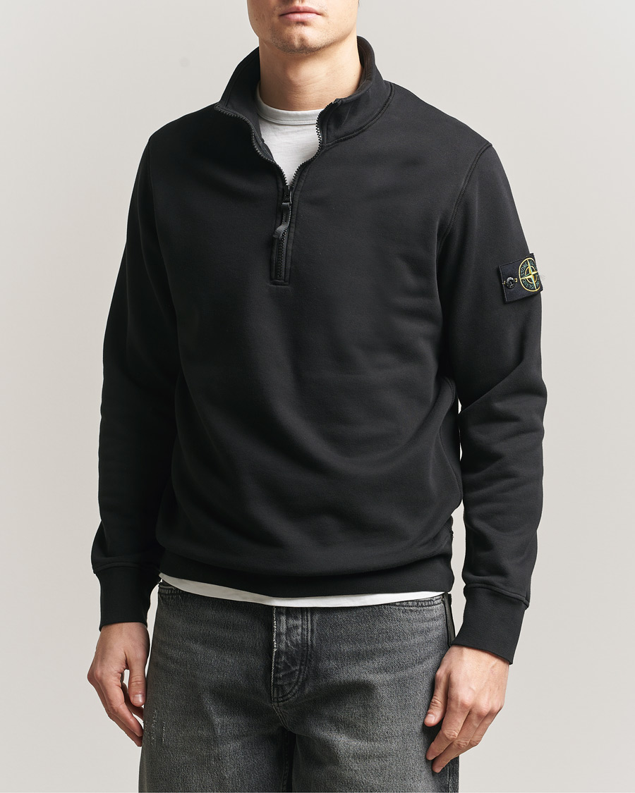 Uomini | Maglieria | Stone Island | Garment Dyed Fleece Half Zip Black